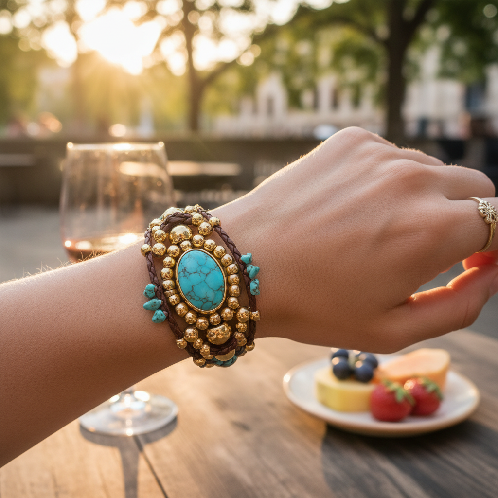 Braided boho leather bracelet