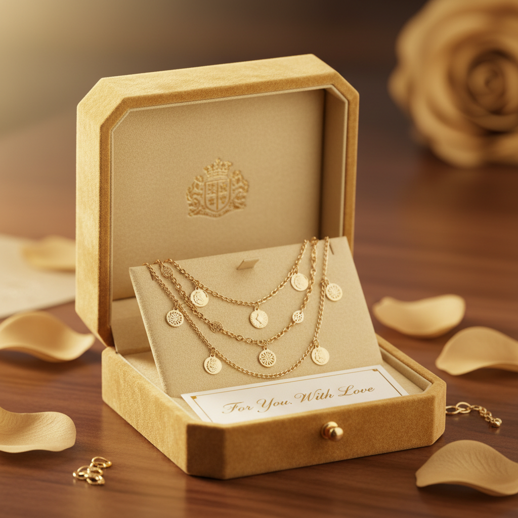 Layered Gold Necklace gift box
