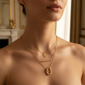 Layered Gold Necklace on neck