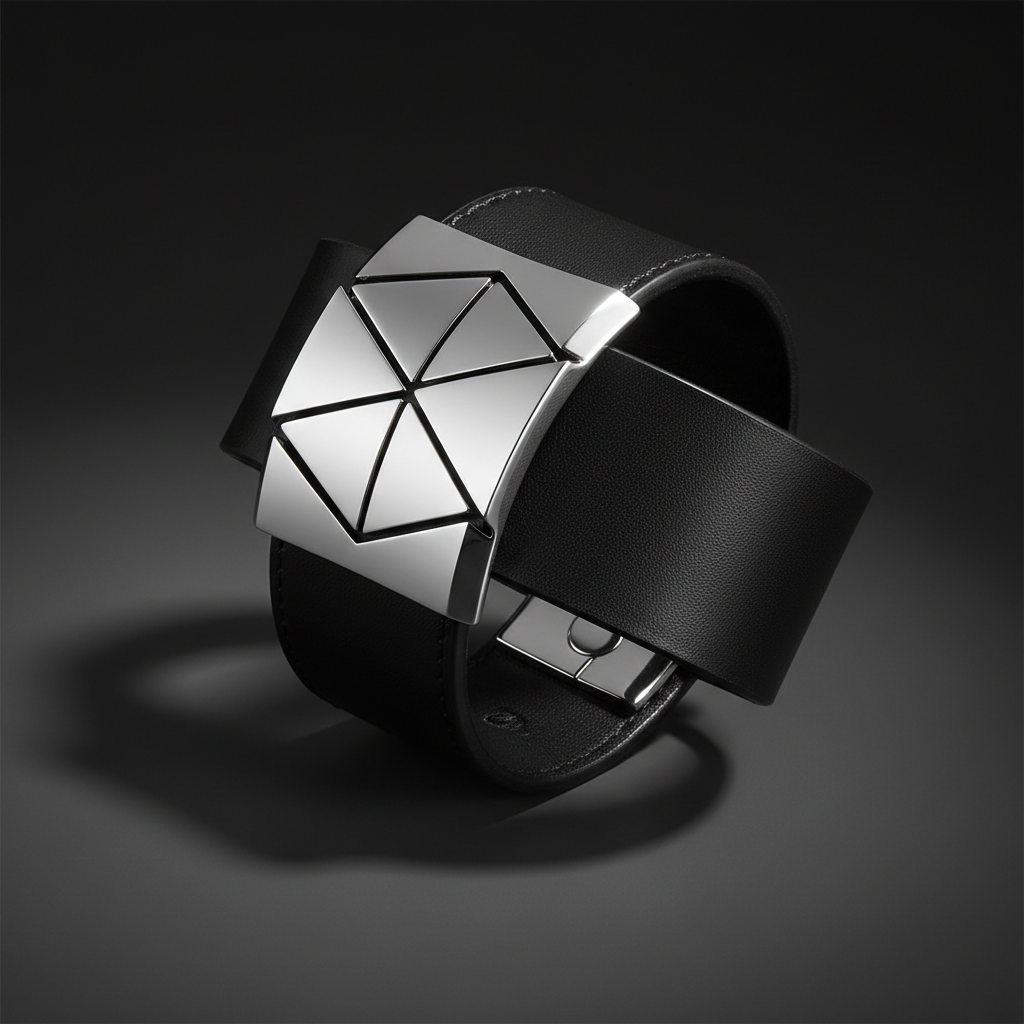 Black leather cuff bracelet