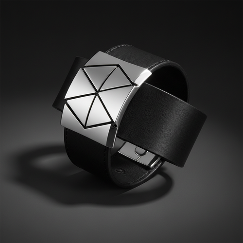 Black leather cuff bracelet