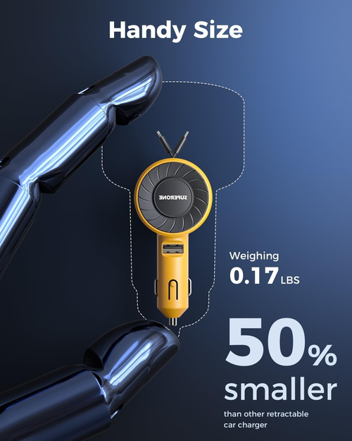 Retractable car charger cables extended